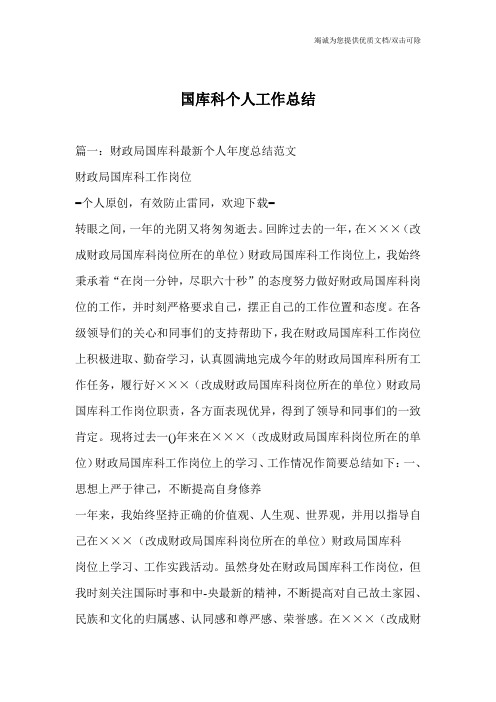 国库科个人工作总结