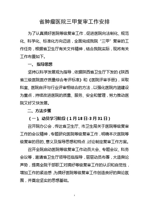 省肿瘤医院三甲复审工作安排
