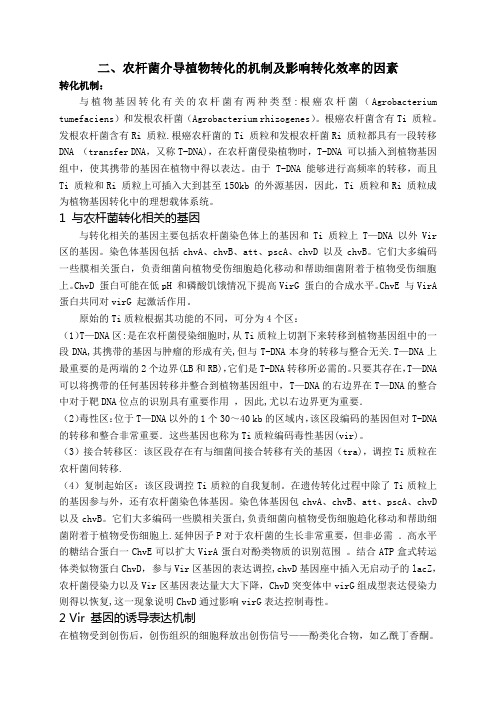 农杆菌介导植物转化的机制及影响转化效率的因素