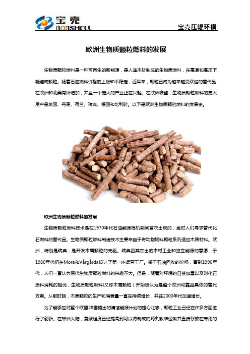 欧洲生物质颗粒燃料的发展