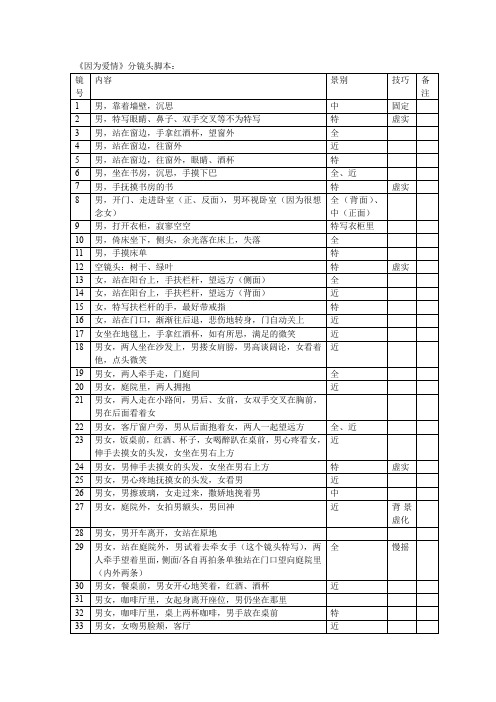 因为爱情分镜头脚本