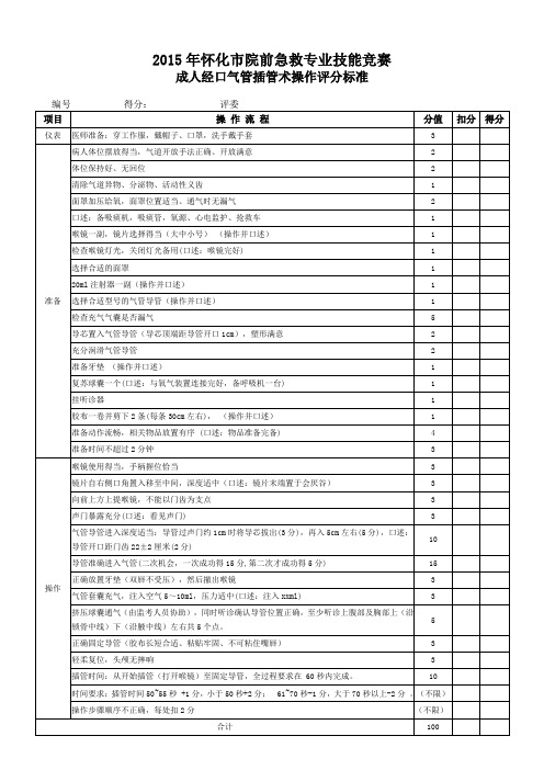 03-成人经口气管插管术操作评分标准