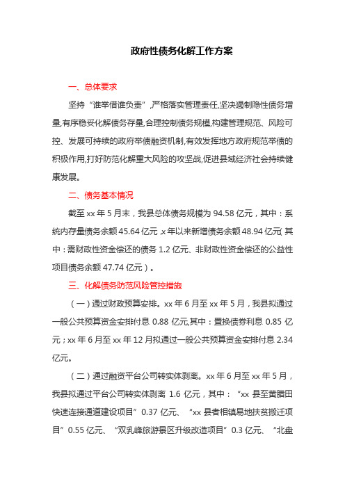 债务化解工作方案(最新)