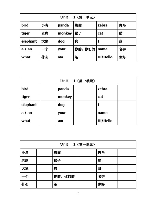苏教版英语三年级上(3a)课文单词汇总