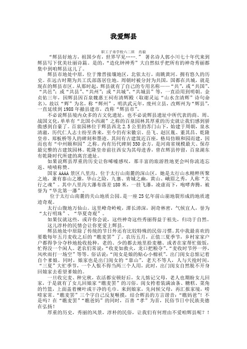 我爱辉县征文