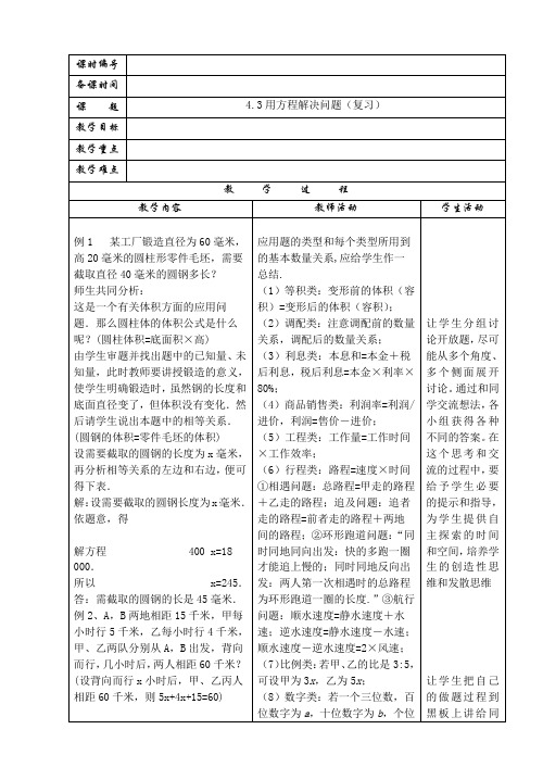 用方程解决问题(复习课)