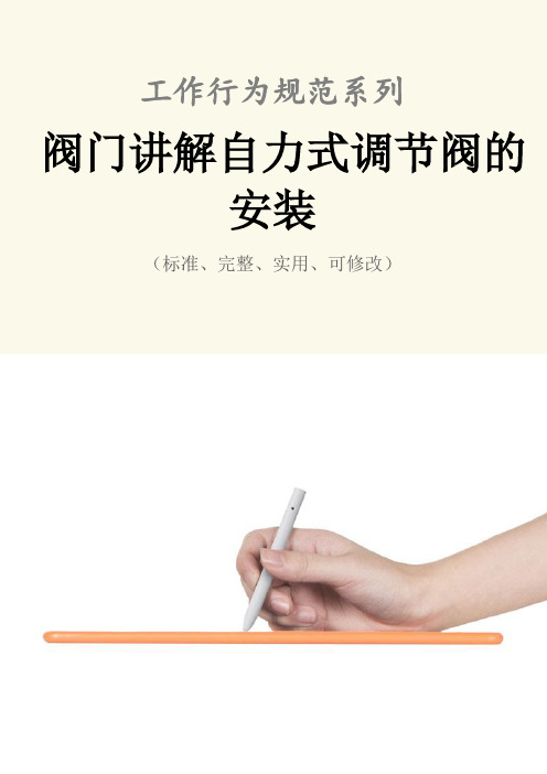 阀门讲解自力式调节阀的安装