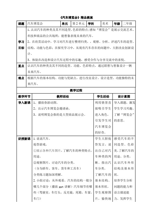 《汽车博览会》精品教案2021