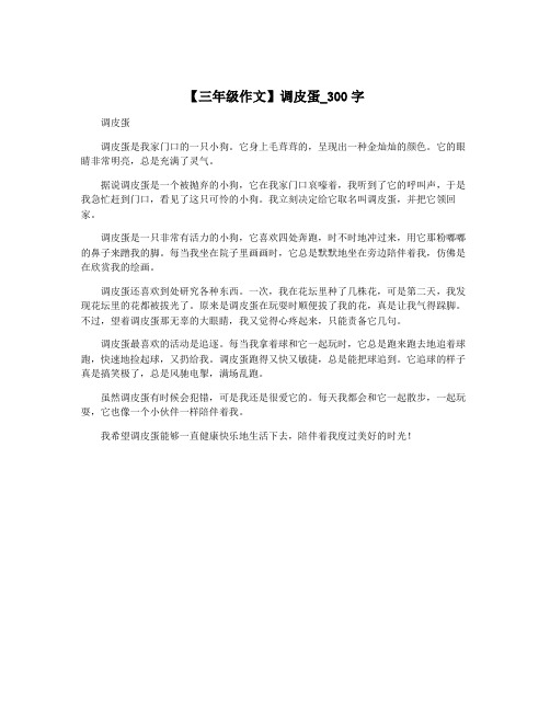 【三年级作文】调皮蛋_300字