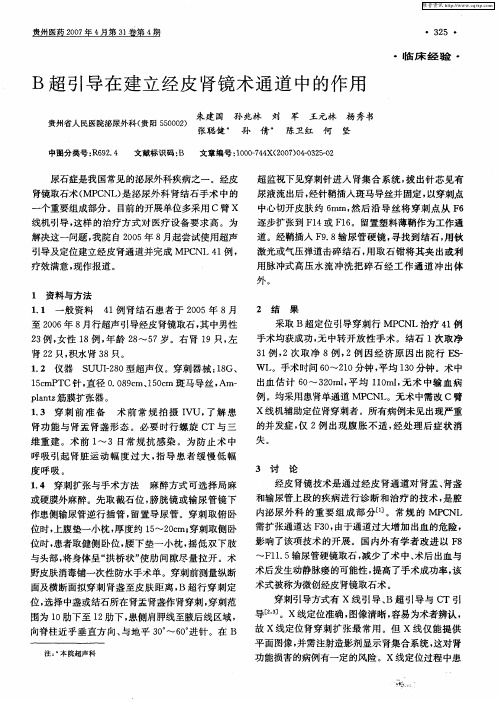 B超引导在建立经皮肾镜术通道中的作用