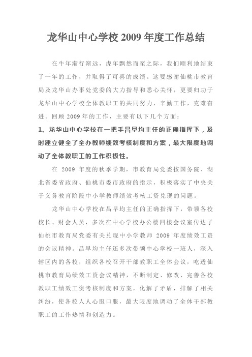 龙华山中心学校2009年度工作总结