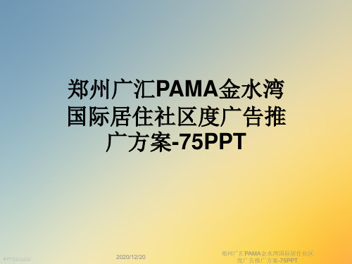 郑州广汇PAMA金水湾国际居住社区度广告推广方案-75PPT