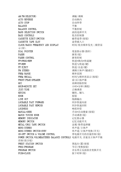 汽车音响常用英文