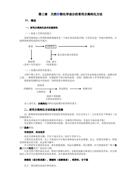 天然药物化学成分的常用分离纯化方法