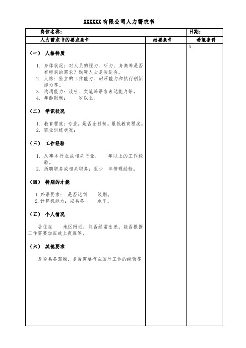 人力需求书