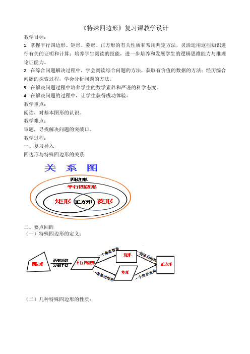 冀教版八年级数学下册《二十二章 四边形  回顾与反思》教案_0