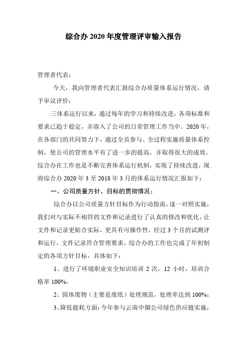 管理评审输入报告
