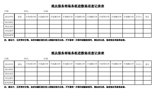 观众服务部场务组进散场巡查记录表(新)