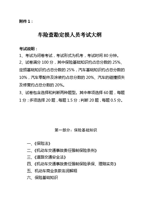 车险查勘定损人员上岗考试样题