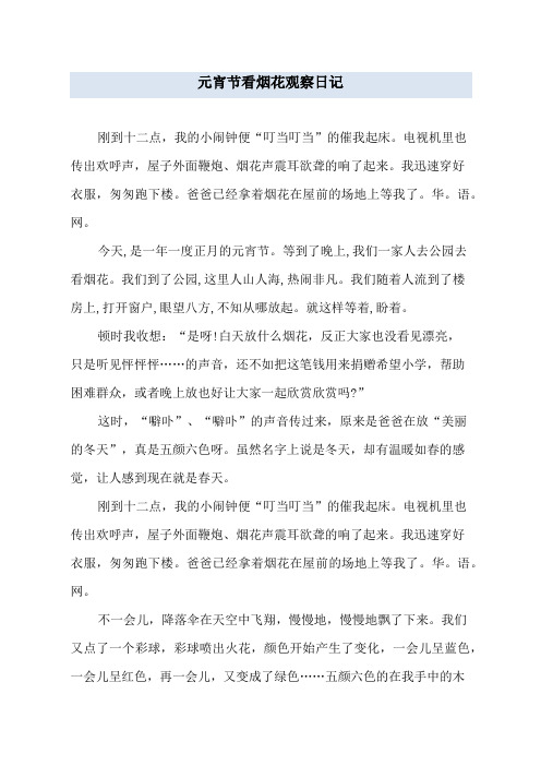 元宵节看烟花观察日记