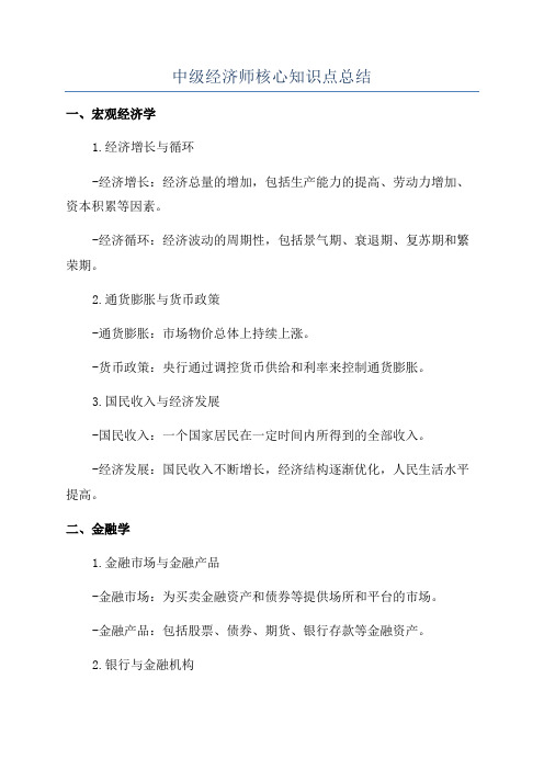 中级经济师核心知识点总结