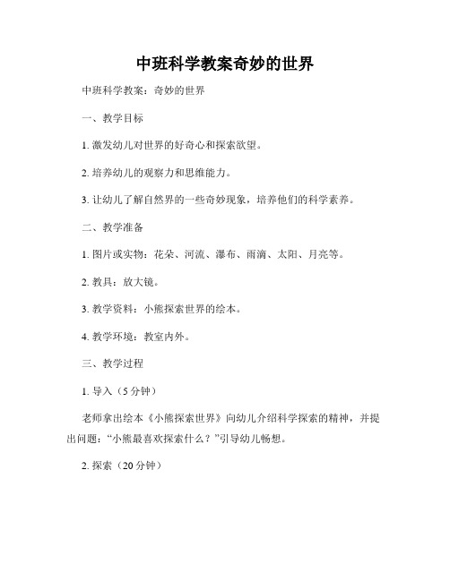 中班科学教案奇妙的世界