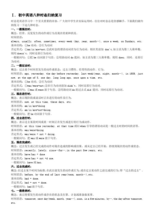 初中英语的八种时态