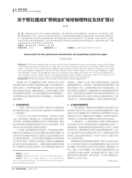 关于那拉提成矿带铜金矿地球物理特征及找矿探讨
