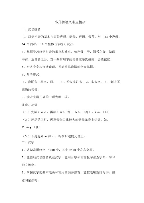 (完整版)小升初语文考点归纳