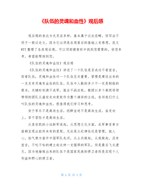 《队伍的灵魂和血性》观后感