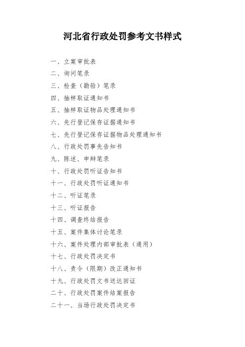 河北行政处罚参考文书样式