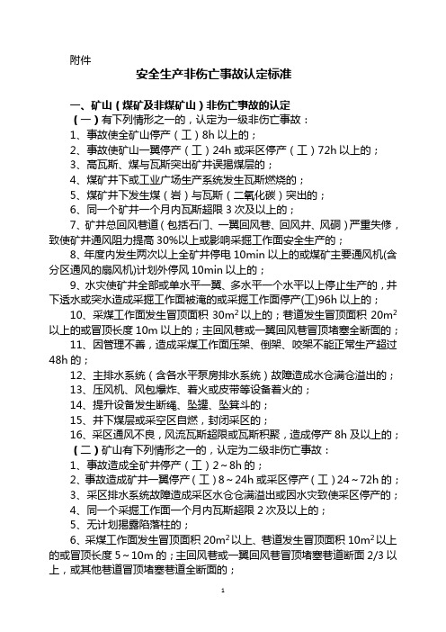 安全生产非伤亡事故认定标准