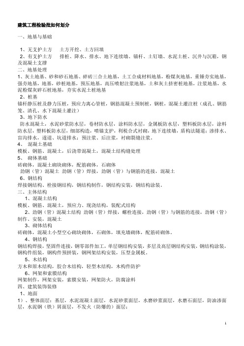 建筑工程检验批如何划分