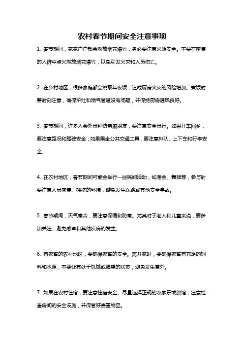 农村春节期间安全注意事项