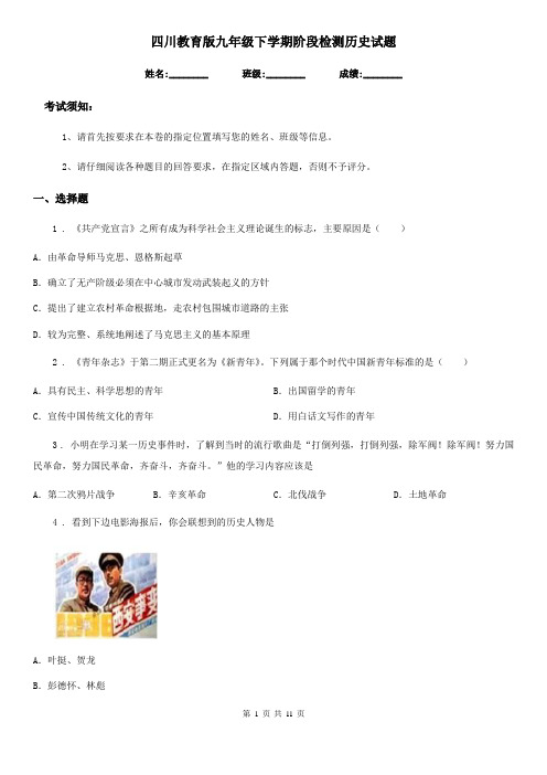 四川教育版九年级下学期阶段检测历史试题(模拟)