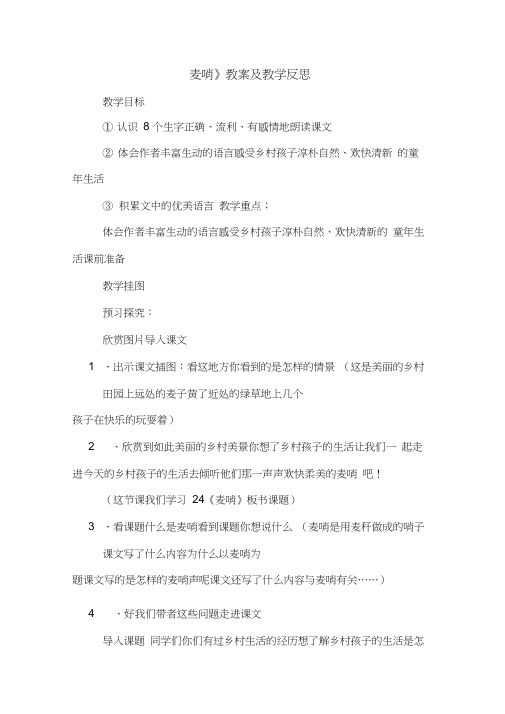 《麦哨》教案及教学反思