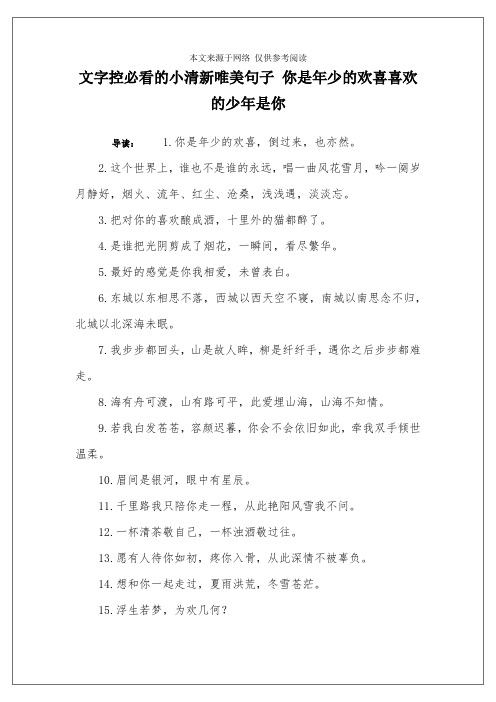 文字控必看的小清新唯美句子 你是年少的欢喜喜欢的少年是你