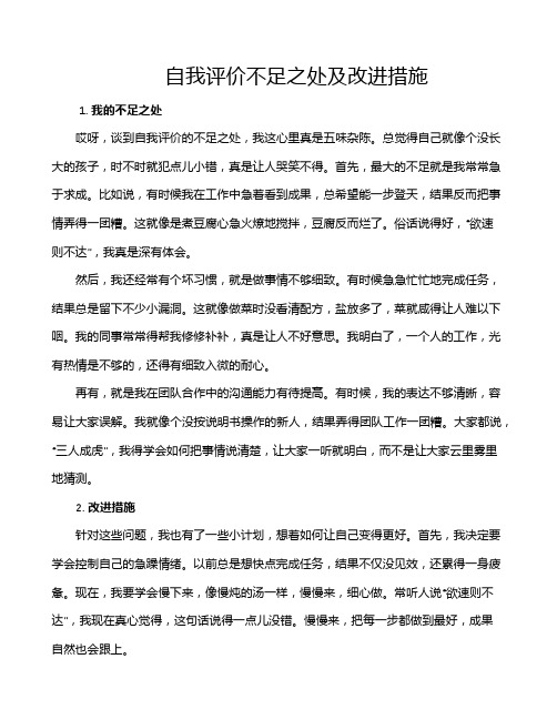 自我评价不足之处及改进措施