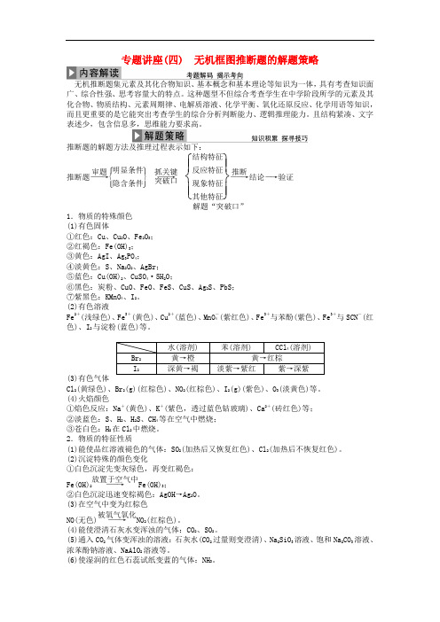 高考化学大一轮复习 第四章 非金属及其化合物 专题讲座(四)无机框图推断题的解题策略