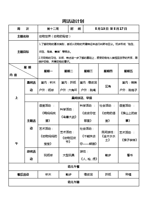 第十二周 动物世界(动物的秘密)