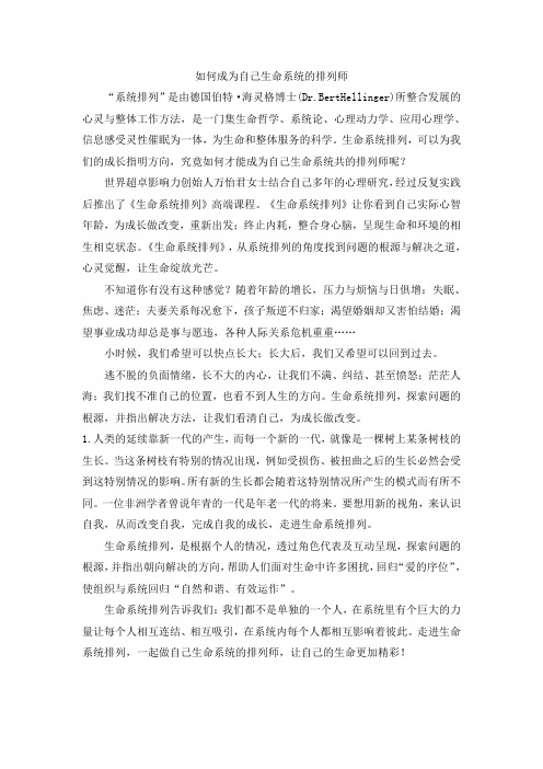 如何成为自己生命系统的排列师