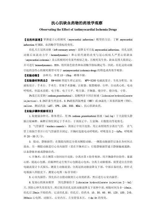 抗心肌缺血药物的药效学观察