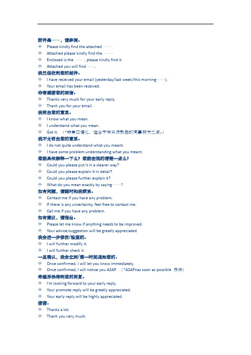 英文邮件常用表达多种经典表达