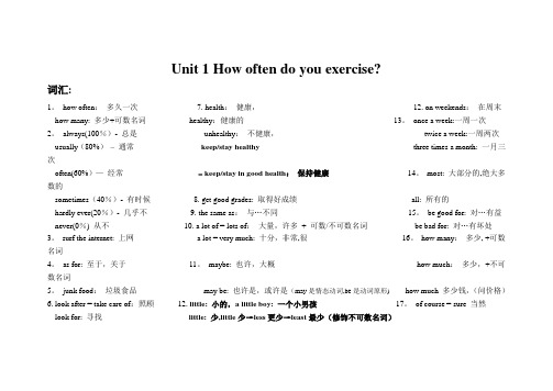 人教版八年级英语上册1-5单元知识点(词汇+句型+固定搭配)