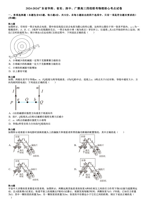 2024-2024广东省华附、省实、深中、广雅高三四校联考物理核心考点试卷