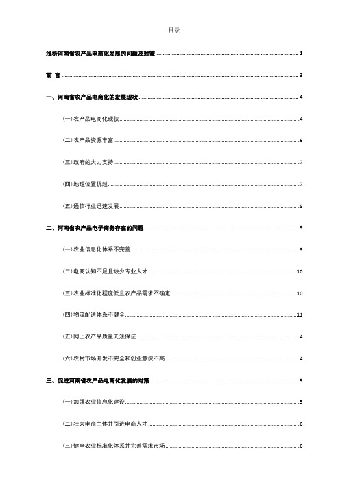 浅析河南省农产品电商化发展的问题及对策