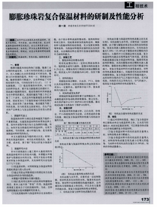膨胀珍珠岩复合保温材料的研制及性能分析