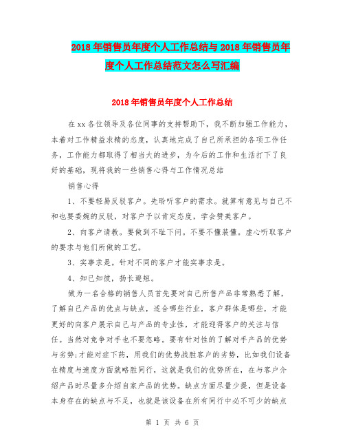 2018年销售员年度个人工作总结与2018年销售员年度个人工作总结范文怎么写汇编.doc