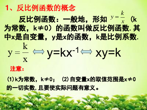 2020年人教版初中数学九年级下册《反比例函数》复习课件(含答案)