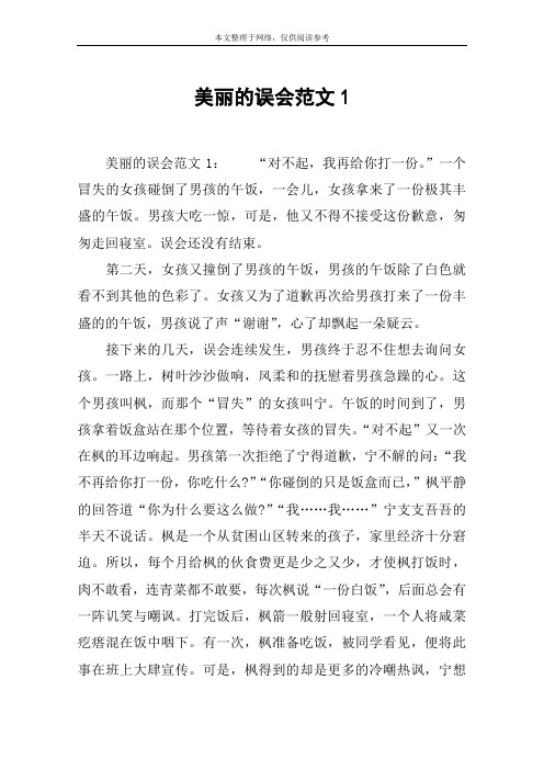美丽的误会范文1